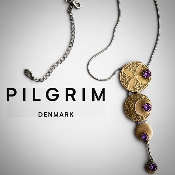 Pilgrim Jewelry - NWT Pilgrim Danish Design Enamel Necklace Silver Tone & Gold  Circle Pendant